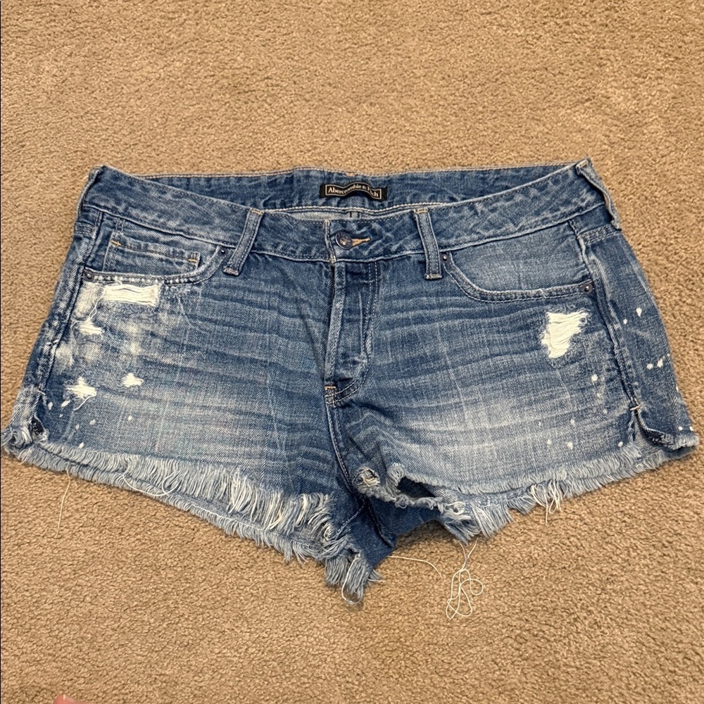 Abercrombie & Fitch Women's Distressed Blue Jean Shorts